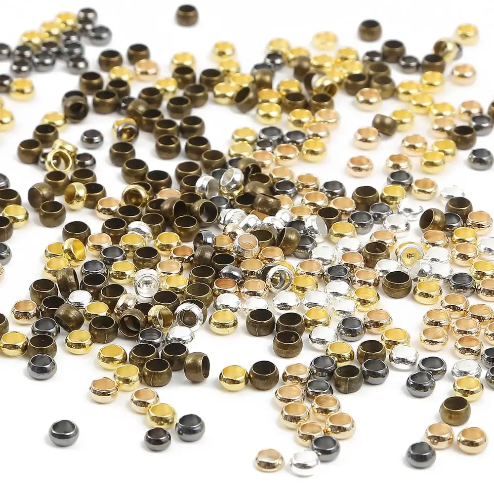1.5/2/2.5/3/3.5/4 Mm Bạc Đồng Bóng Lọn Uốn Cấp Hạt Nút Chặn miếng Đệm Hạt Cho Diy Bông Tai Vòng Cổ Trang Sức Làm Cho Vật Dụng