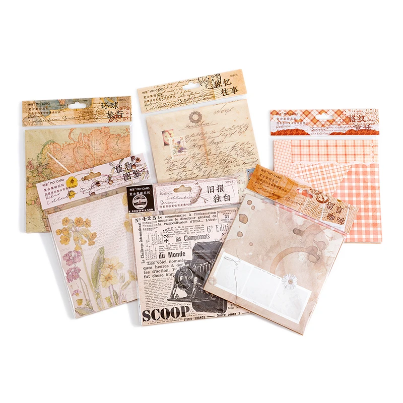 Yoofun 30 sheets Vintage Material Paper for Scrapbooking Journal Diary Collage Junk Background Decoration Retro Stationery