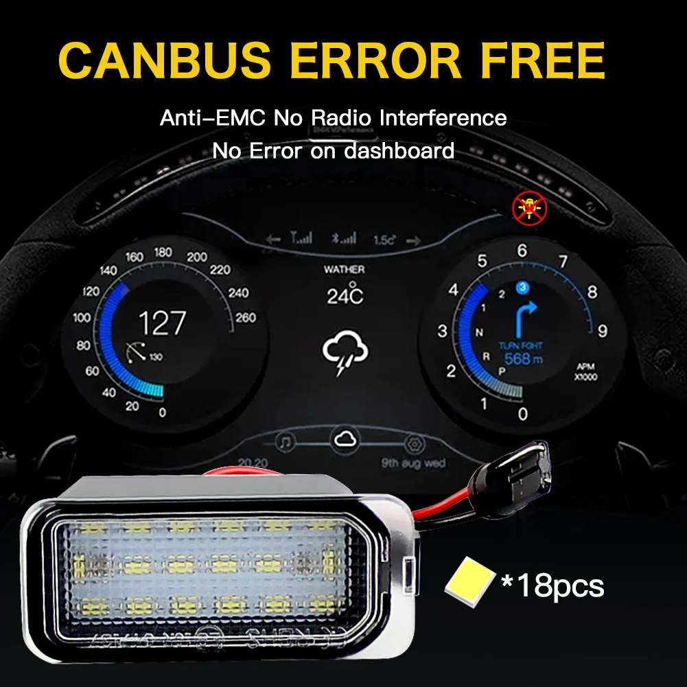Luz de matrícula para Ford KUGA S MAX MONDEO MK4 MK5 MK2 FIESTA 2008-2019 FOCUS ABS plástico 12V luz LED de señal de número 2 uds