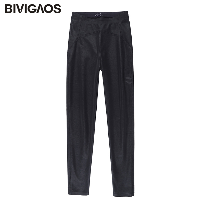 BIVIGAOS-Leggings de cuero mate para mujer, pantalones de motocicleta de cintura alta, ajustados, cálidos, negros, Otoño e Invierno