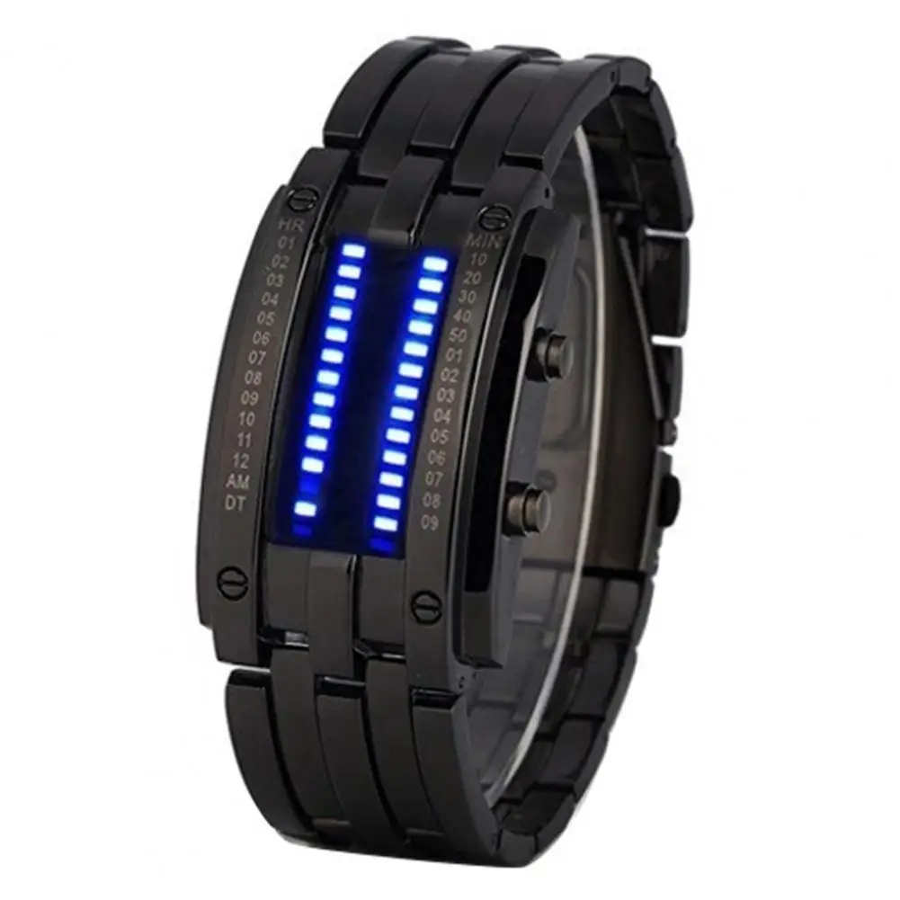 คู่ Electronic นาฬิกาข้อมือวันที่ดิจิตอลจอแสดงผล LED ทังสเตนเหล็กแฟชั่นส่องสว่างผู้หญิงผู้ชายนาฬิกา