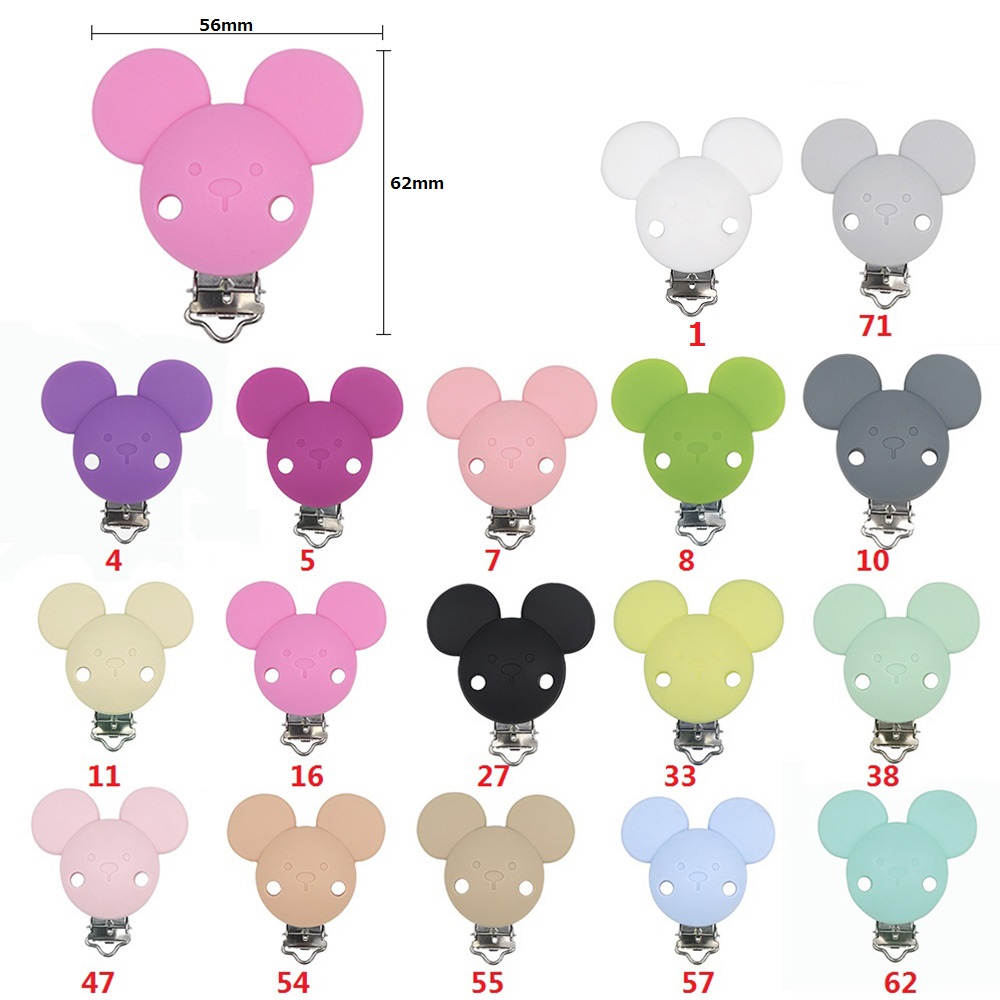 Joepada, 10 unidades, cuentas redondas de silicona de Mickey, clip para chupete DIY para bebé, chupete para la dentición, chupete para la dentición, fabricación de joyas de lactancia