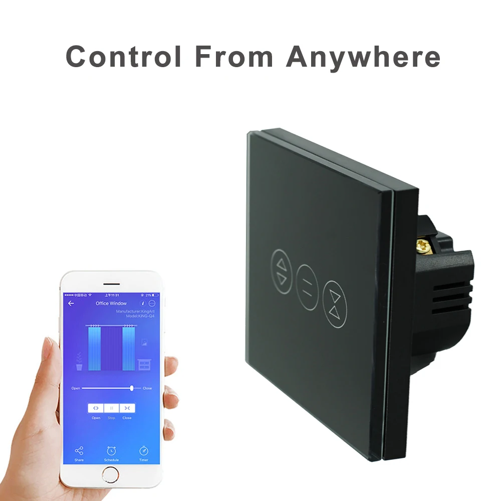 AVATTO-Cortina con interruptor wifi, persiana enrollable eléctrica o motorizada con interruptor UE/EE. UU con conexión Wifi, compatible con aplicación Smart Home para Google Home y Alexa