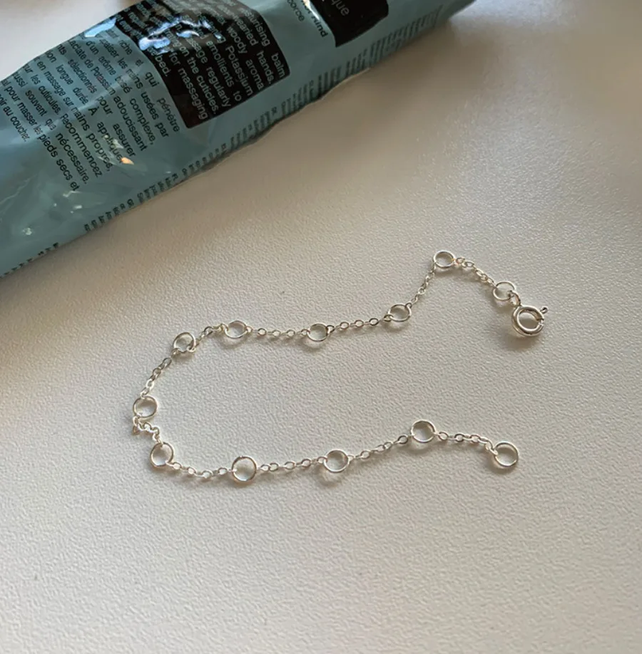 Gelang Rantai Lingkar Perak Murni 925 Asli Emas 18K C-A304