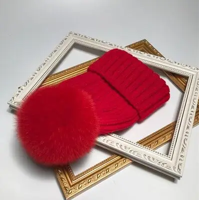 2021 Mới Lông Tự Nhiên Pom Pom Nón Thời Trang Mùa Đông Nón Cho Bé Gái Nữ Ấm Áp Beanies Cao Chất Lượng Cáo Mũ Lông Thú