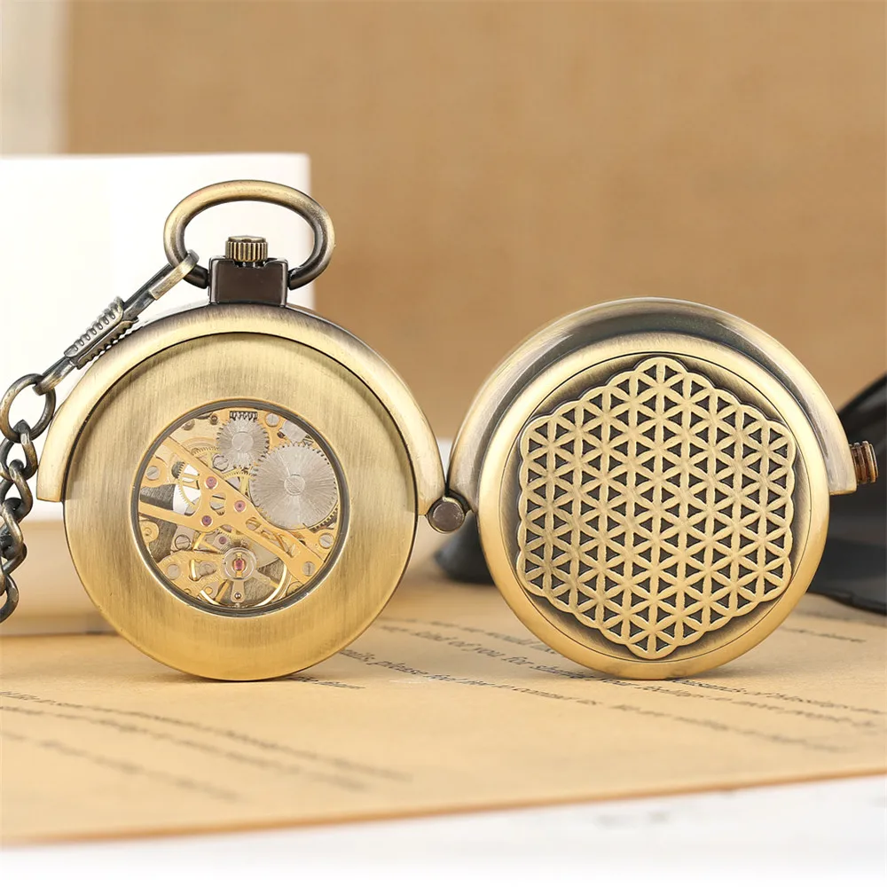 Phong Cách Khoa Học Viễn Tưởng Đồng Cơ Đồng Hồ Bỏ Túi Retro Sáng Tạo Nắp Xoay Số La Mã Hiển Thị Hướng Dẫn Sử Dụng Cơ Chế Mặt Dây Chuyền Đồng Hồ Nam