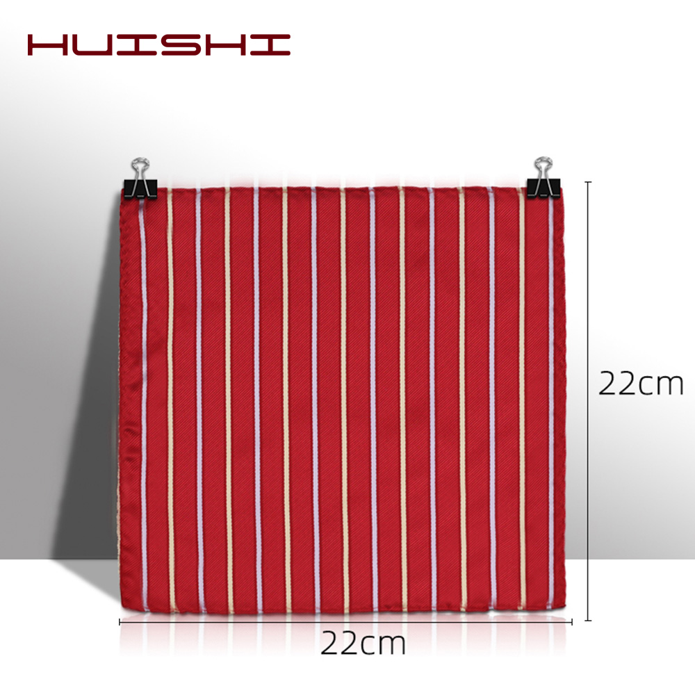 HUISHI ใหม่ Tie ผ้าเช็ดหน้า Pocket Mens Paisley สีแดงสีดำสี่เหลี่ยมกระเป๋าของขวัญ Men TIES การจับคู่ผ้าเช็ดหน้า 22*22 ซม.