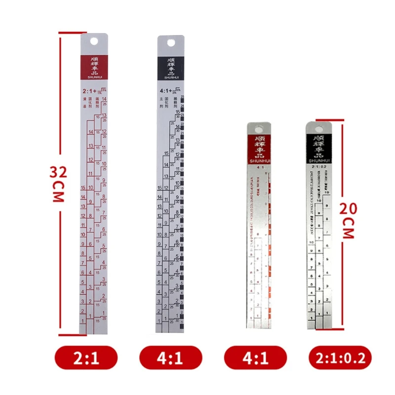 Trộn Công Cụ Tiêu Chuẩn Sơn Xe Thước Phù Hợp Cho Xe Ô Tô Sơn Thước Thước Sơn Công Cụ Đen/R-Ed Cai Trị thả Vận Chuyển