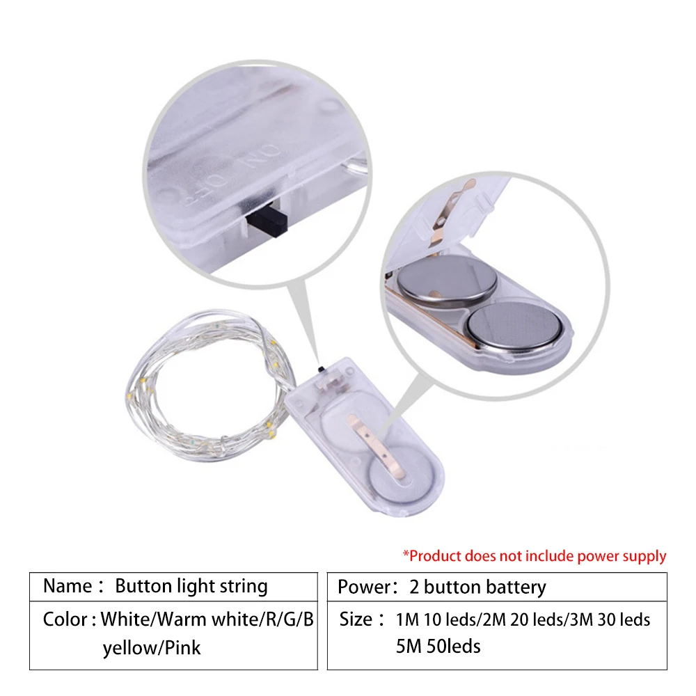 ไฟนางฟ้าทองแดงลวดไฟ LED String คริสต์มาส Garland ในร่มห้องนอนหน้าแรกงานแต่งงานตกแต่งปีใหม่ USB แบตเตอรี่ขับเคลื่อน