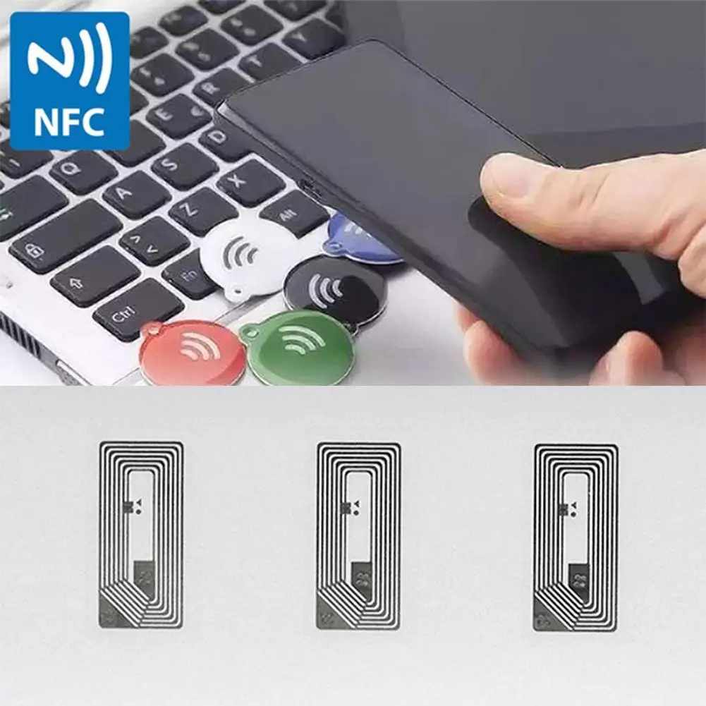 Incrustation de support d'autocollant de puce NDavid, étiquette Ntag213, antenne Nfc, autocollants d'étiquettes Nfc, WiFi, 13.56MHz, 213, 2x1cm, 10 pièces