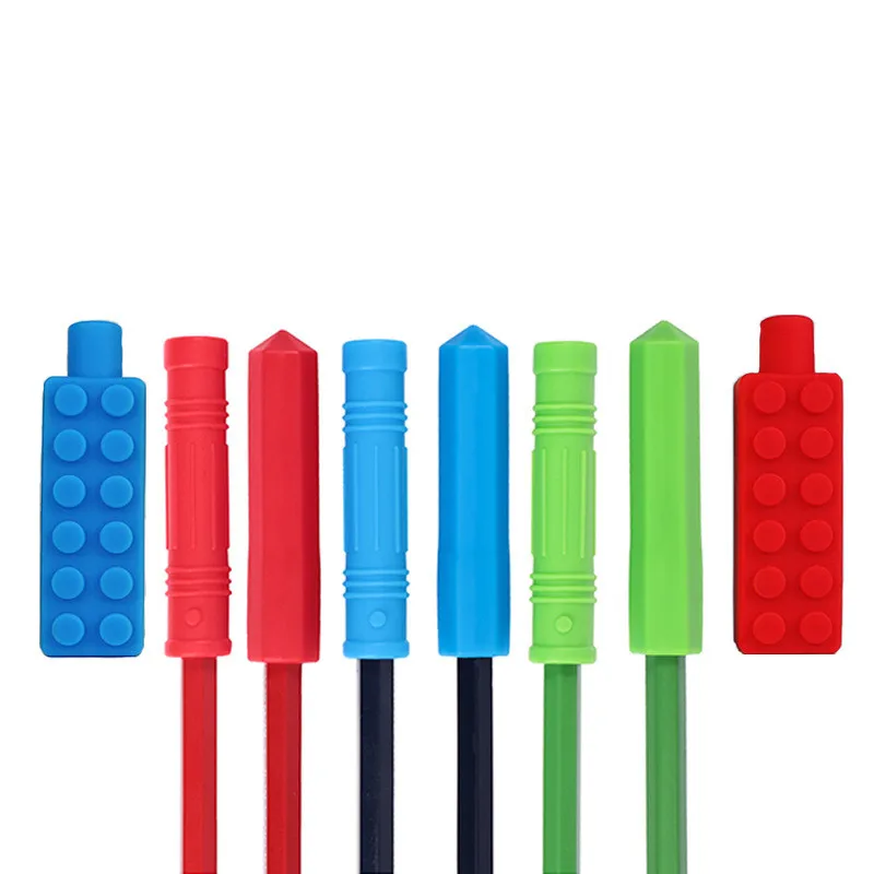 Bán 1 Chiếc Ốp Viền Gạch Topper Nhai Bút Chì Trang Trí Đồ Bé Teethers Trẻ Em Cảm Giác Đồ Chơi Thực Phẩm Cấp Hạt quà Tặng