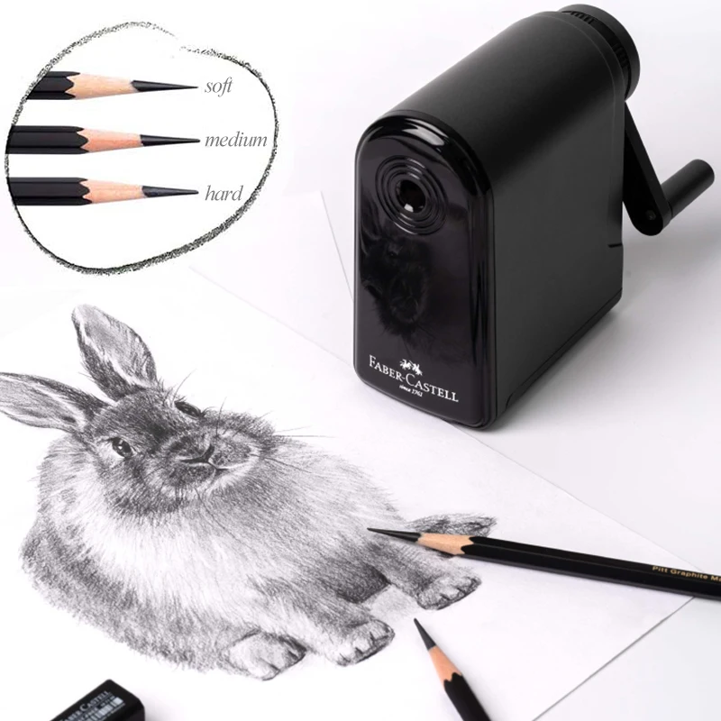 Faber Castell Artists Sacapuntas de punta larga Puntos ajustables manuales para lápices de carbón artísticos/dibujo/lápices de dibujo