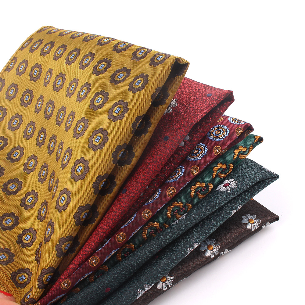 แฟชั่นลายพ็อกเก็ตสแควร์สำหรับผู้ชายผู้หญิงหน้าอกผ้าเช็ดตัว Hanky โพลีเอสเตอร์ Hankies ผู้ชายชุดผ้าเช็ดหน้าดอกไม้กระเป๋าผ้าเช็ดตัว