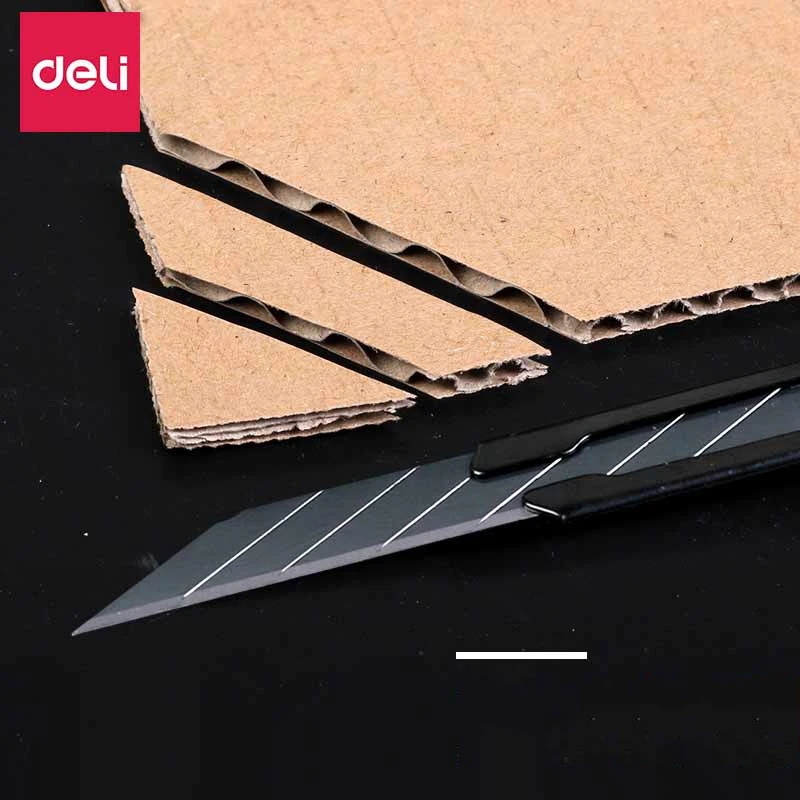 Coltello multiuso Deli Stationery in metallo 30 °   Piccolo tagliacarte con design autobloccante per unboxing CUT TOOL Forniture artistiche Lama 9MM