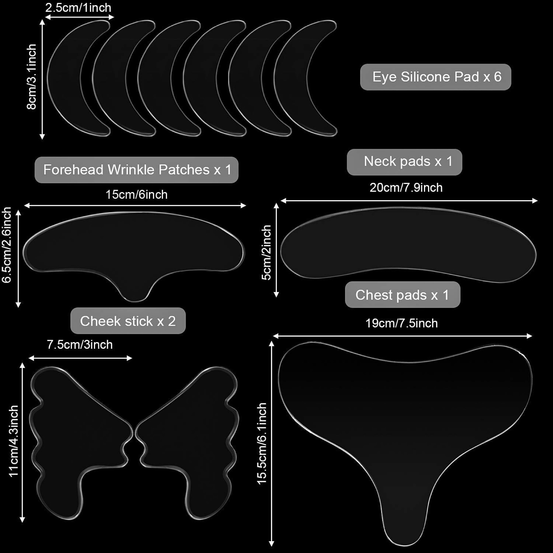 Wiederverwendbare Anti-Falten-Augen-Kinn-Stirn-Hautpflege-Pads, 100 % medizinisches Silikon, wiederverwendbare, unsichtbare Facelifting-Pflaster
