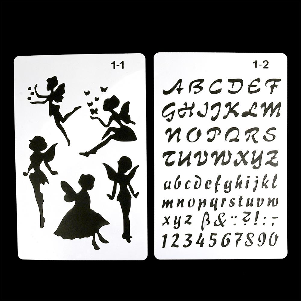 12 Thiết Kế Họa Tiết Chữ Bản Mẫu Tường Stencil Bình Bơm Phun Sổ Lưu Tô Màu Nổi Album Nhật Ký Tạp Chí Vẽ Chép Tiêu Bản