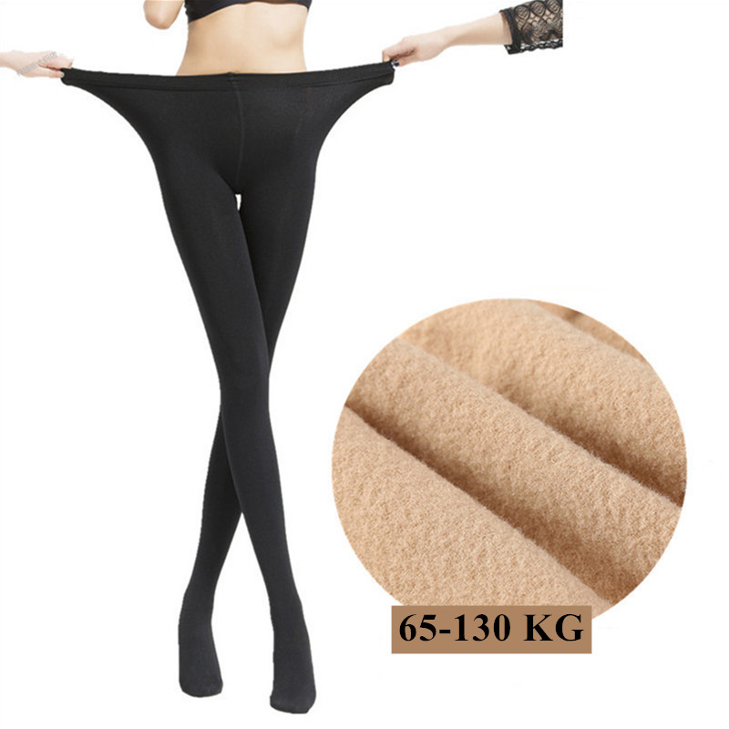 DOIAESKV pantimedias ajustadas de talla grande cálidas de lana para invierno 120D medias térmicas de terciopelo elásticas de cintura alta para mujer