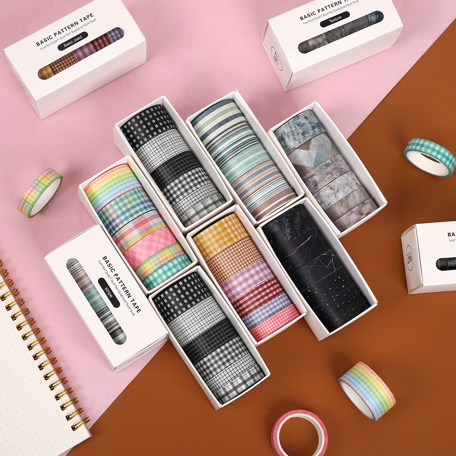 Grid Washi Band Set 6 Rollen 16,4 ft Lange Farbige Karierten Dekorative Washi Masking Tapes Für Journaling Scrapbooking Planer