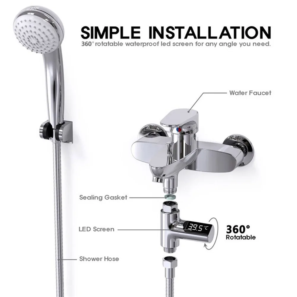 Kỹ Thuật Số Tắm Nhiệt Độ Màn Hình Led Hiển Thị Nhiệt Kế Đo Nước Realtime Màn Hình Anh Vòi Rửa Chén Trộn Kèm Bình Giữ Nhiệt