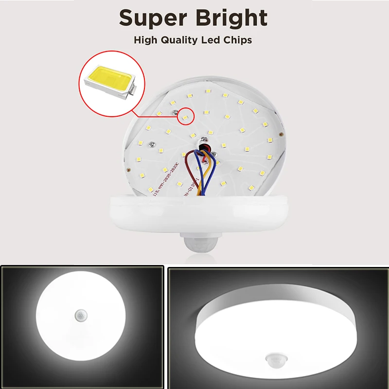 Đèn LED Có Cảm Biến Chuyển Động Trần PIR Đèn Ngủ Cảm Biến Ánh Sáng Đèn Treo Tường 110V 220V 18W 15/20/30/40W Cho Nhà Cầu Thang Hành Lang