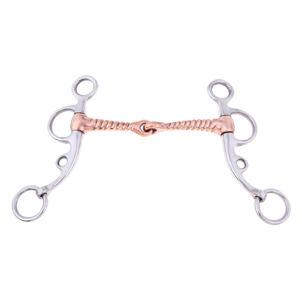 Aparejo para aperitivos de caballo de acero inoxidable con boca de articulación de tornillo de cobre, accesorios ecuestres para entrenamiento de caballos