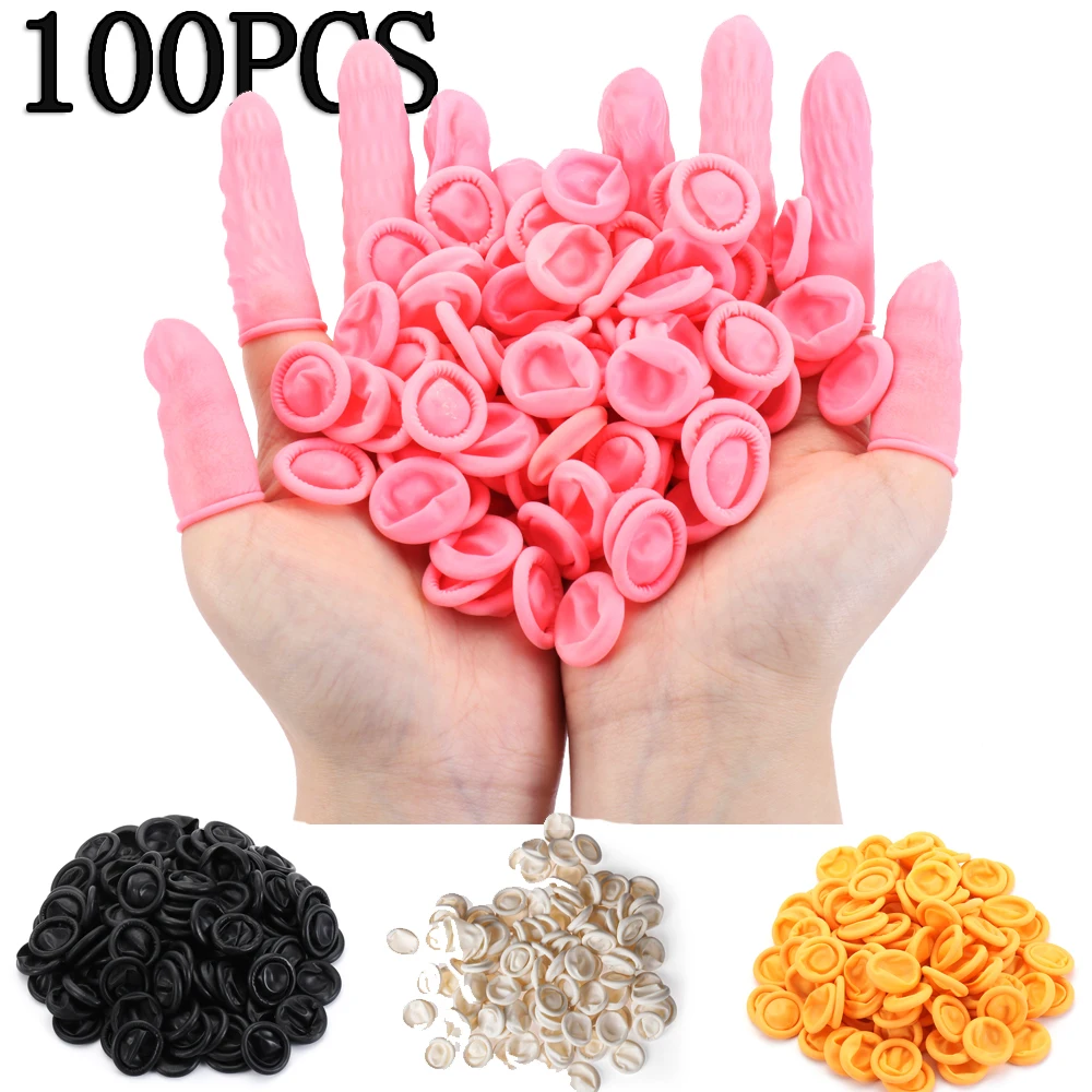 100 Chiếc Dùng Một Lần Đầu Ngón Tay Bảo Vệ Găng Tay Cao Su Chống Trơn Trượt Ngón Tay Bao Nôi Cũi Đen/Hồng/Trắng/Vàng/Orange Bền Dụng Cụ
