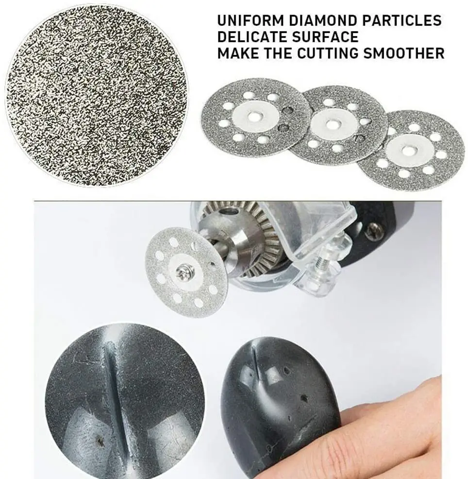 Piezas de sierra de diamante Blade12 con mandril de 3mm, herramientas rotativas Dremel, Mini disco de corte, piedra, vidrio, azulejo, corte de Metal, 20-30mm