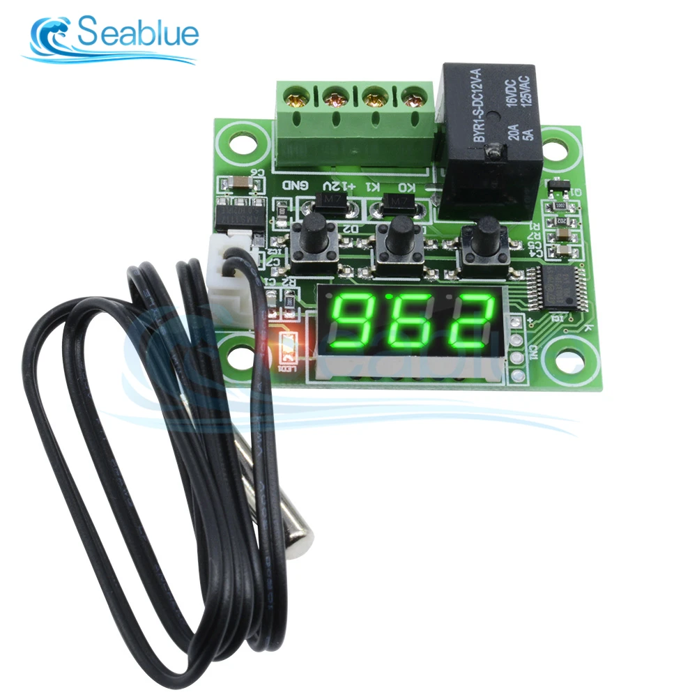 DC 5V 12V 24V AC 110-220V W1209 LED termostato Digital controlador de temperatura termómetro módulo de interruptor Sensor NTC impermeable