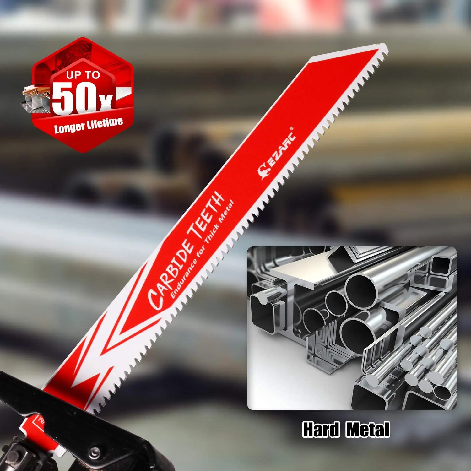 EZARC-hoja de sierra recíproca de carburo de 1/2/3 piezas, resistencia R678HM R978HM para Metal grueso, hierro fundido, acero de aleación 150mm / 225mm 8TPI
