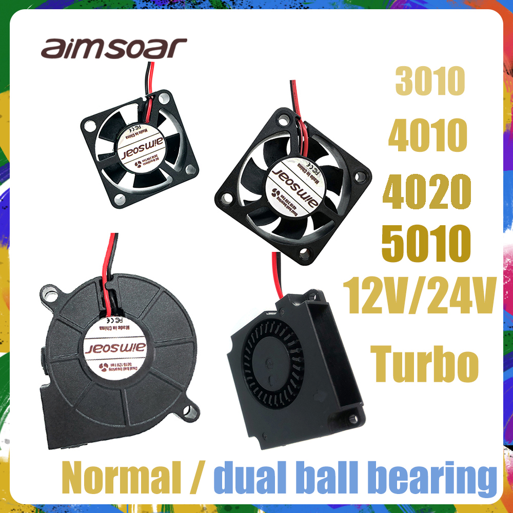 3010/4010/4020/5015/6015 ミリメートルオイル/油圧/デュアルボールベアリングファン 12v/24v クーラー冷却ファン送風機 2 ピン Creality ender3 cr10