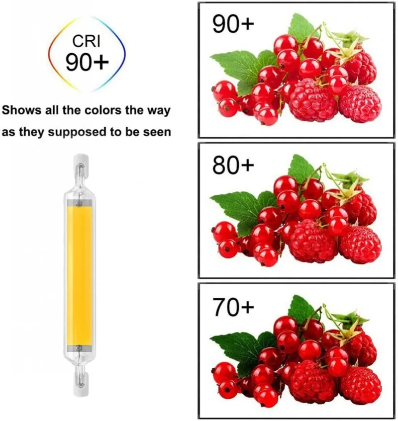 LED R7S แก้วหลอด 118 มม.J118 78 มม.J78 COB หลอดไฟ AC 110V 220V 230V 240V หรี่แสงได้บ้านเปลี่ยนหลอดฮาโลเจน