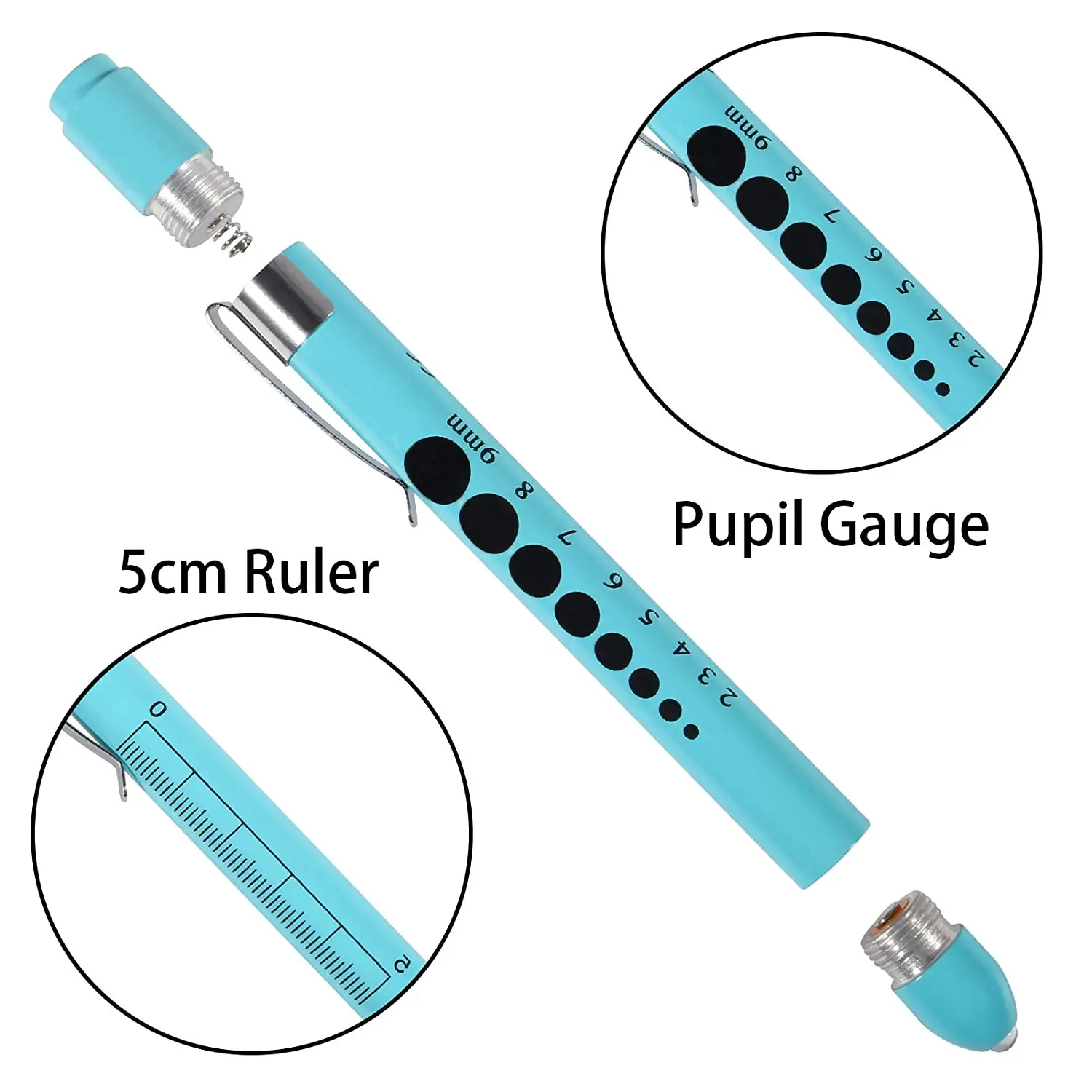 Torcia a LED portatile Lampada riutilizzabile per penna di pronto soccorso medico con penna per diagnosi da medico e infermiere per la misurazione del calibro della pupilla