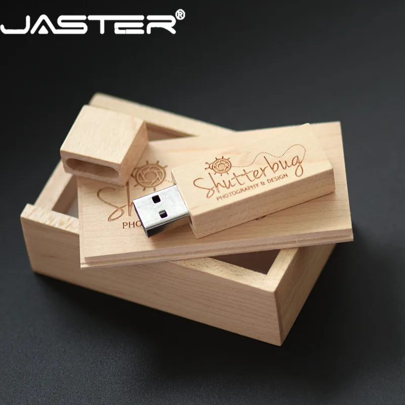 JASTER USB 2.0 логотип клиента деревянный + коробка USB флэш-накопитель из клена 4 ГБ 16 ГБ 32 ГБ 64 ГБ U диск памяти внешний Stor