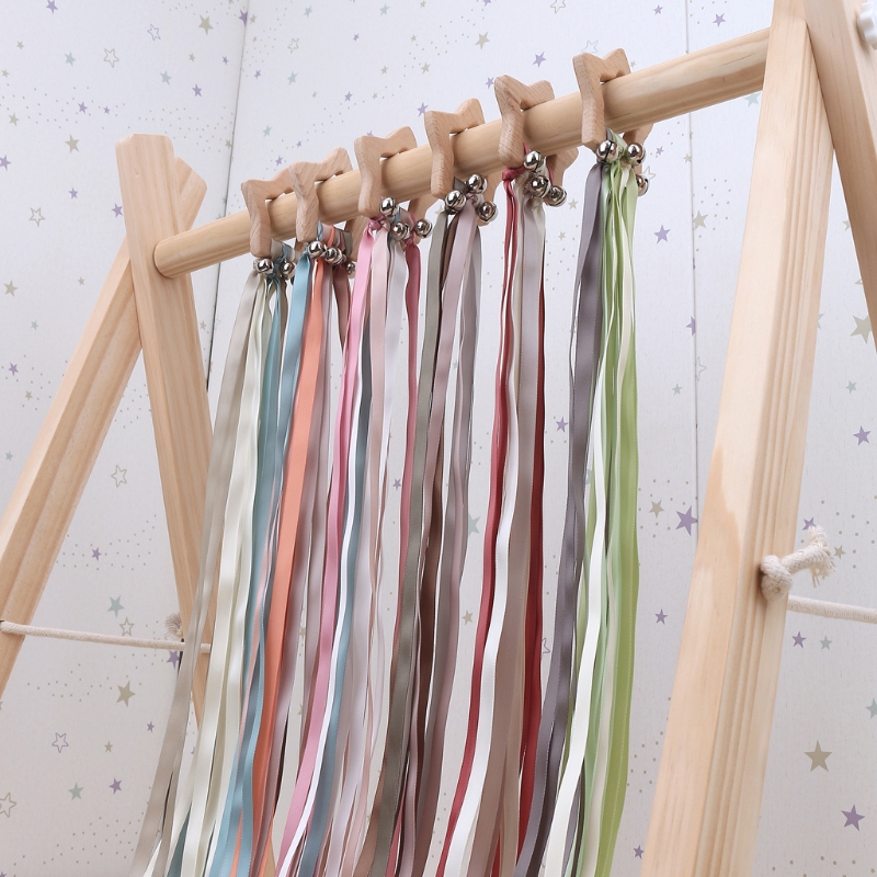 赤ちゃん用のハンドリボンカイト感覚玩具,木のおもちゃ,レインボー,マニュアル,クリスマスギフト,P31b