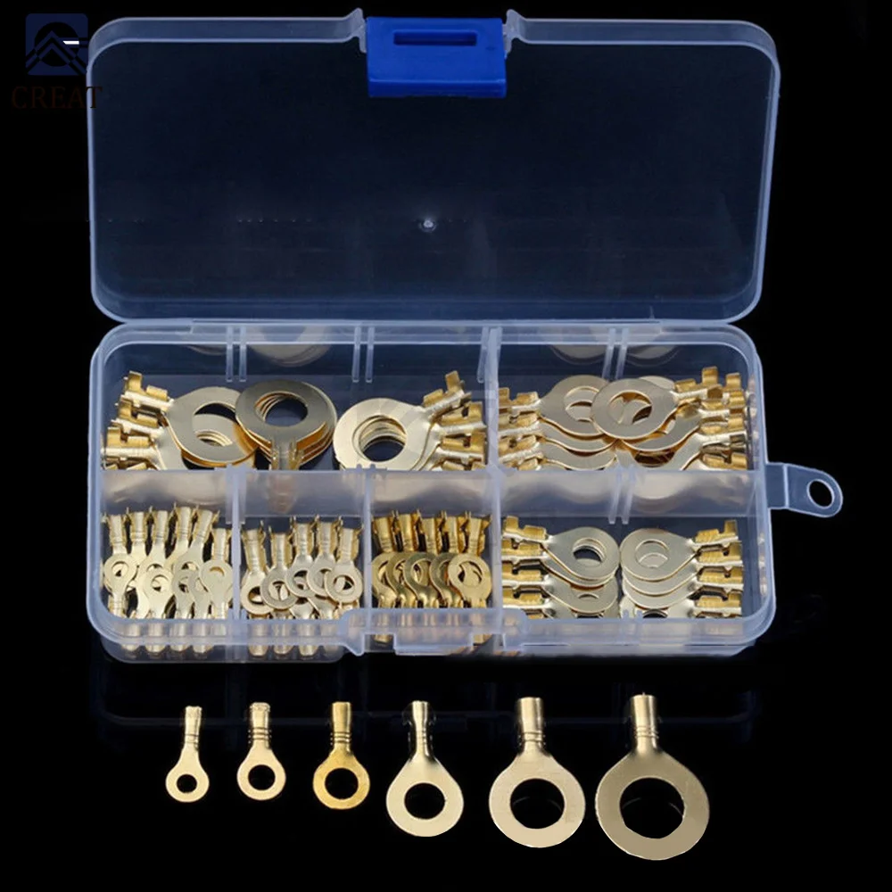 150PCS Ring Lugs Ring Augen Kupfer Crimp Terminals Kabel Lug Draht Anschluss Nicht isolierte Diy Sortiment Kit M3/M4/M5/M6/M8/M10