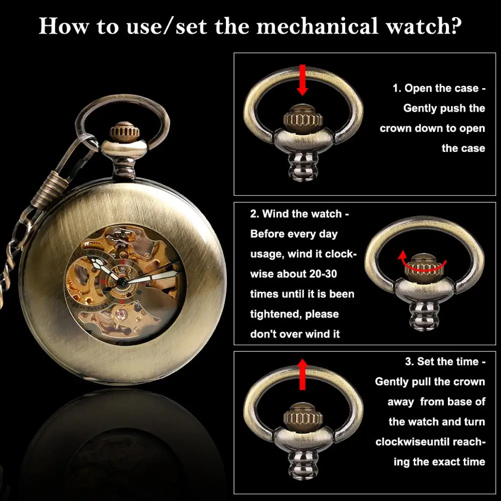 Selbstaufziehende Taschenuhr, Kupfer, modisch, Bronze-Anhänger, glatt, Retro-Skelett, Unisex, automatisch, mechanisch, stilvoll, Thanksgiving-Geschenk