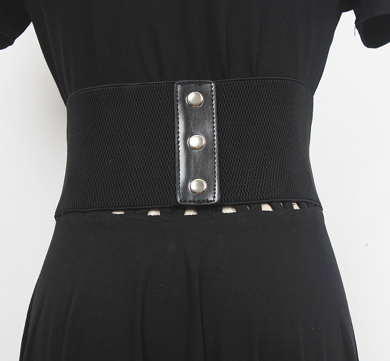女性用の伸縮性のある革のドレスとベルト,革の脚のバンドの装飾,幅広のベルト,r193