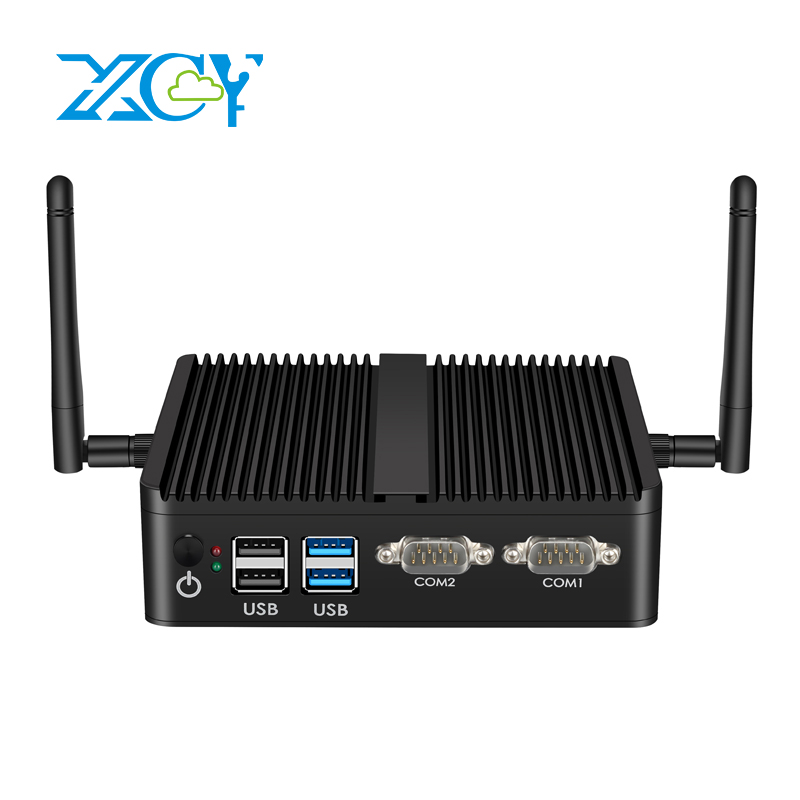 XCY Quạt Không Cánh Mini PC Intel Celeron J4125 4 Lõi Kép NIC Gigabit LAN 2x RS-232 Cổng Nối Tiếp 6x USB wiFi 4G Nhúng IPC