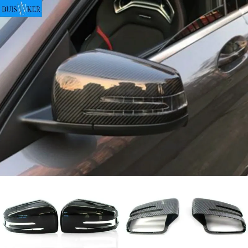 2 pçs substituição padrão de fibra carbono espelho retrovisor tampas capa para mercedes benz w176 w246 w204 w212 w221 c117 x204 x156