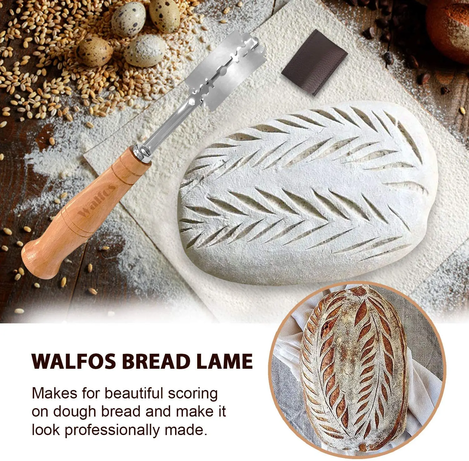 WALFOS Roti Lumpuh Baru Eropa Busur Roti Melengkung Pisau Roti Gaya Barat Baguette Memotong Toas Perancis Alat Pemotong