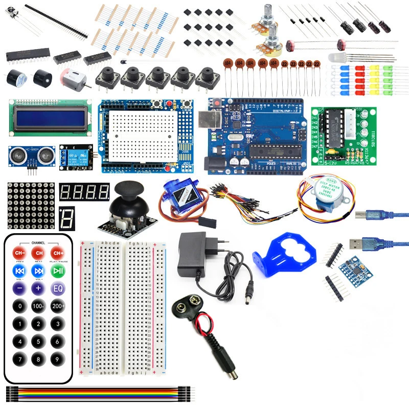 Elego UNO Project Самый полный стартовый комплект для Arduino UNO R3 Mega2560 Nano с учебным пособием / источником питания / шаговым двигателем