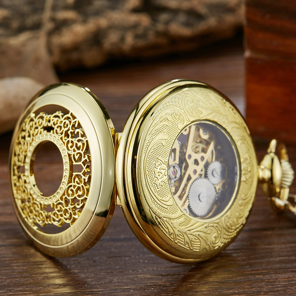 Reloj de bolsillo mecánico luminoso con bobinado manual para hombre, colgante de bronce, clásico, Vintage, cubierta hueca, analógico, regalo de reloj