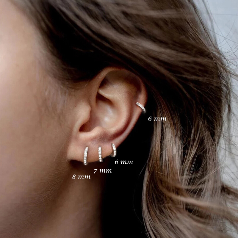 Plata 925 1 par de pendientes de aro pequeños para mujer, Piercing para cartílago de la oreja, Tragus, círculo fino Simple, hebilla de oreja antialérgica
