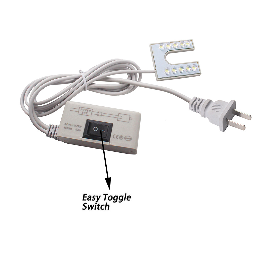 Lámpara para máquina de coser con 10 cuentas LED, lámpara de iluminación Industrial Flexible, luz de trabajo con enchufe UE y EE. UU., para el hogar, prensas de taladro, bancos de trabajo