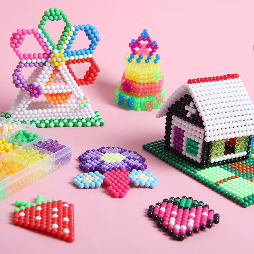 Refill Hama Beads Puzzle Magic beads DIY Water Spray Beads tool Pegboard Ball Games 3D Handmade Toys for girls Children