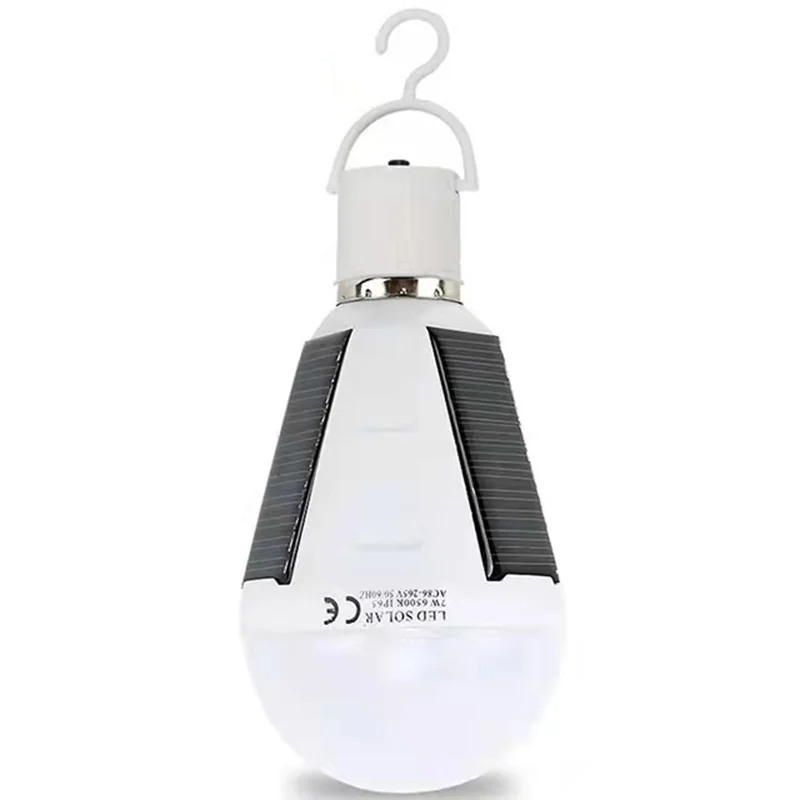 Bombilla Solar LED recargable E27, 7W, 12W, 85V-265V, bombilla alimentada por energía Solar de emergencia para exteriores, lámpara para tienda de campaña, pesca y viajes