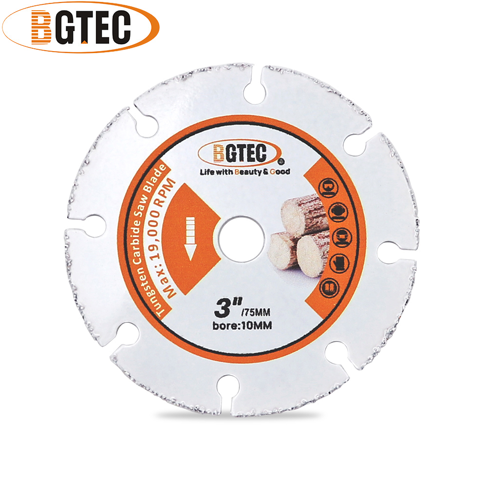BGTEC Dia75mm Schneiden Holzscheibe Diamantsäge Trockenschnitt Kunststoff PVC Rohr Gummi Hand Mini Winkelschleifer Bohrung 10mm Superdünnes Sägeblatt