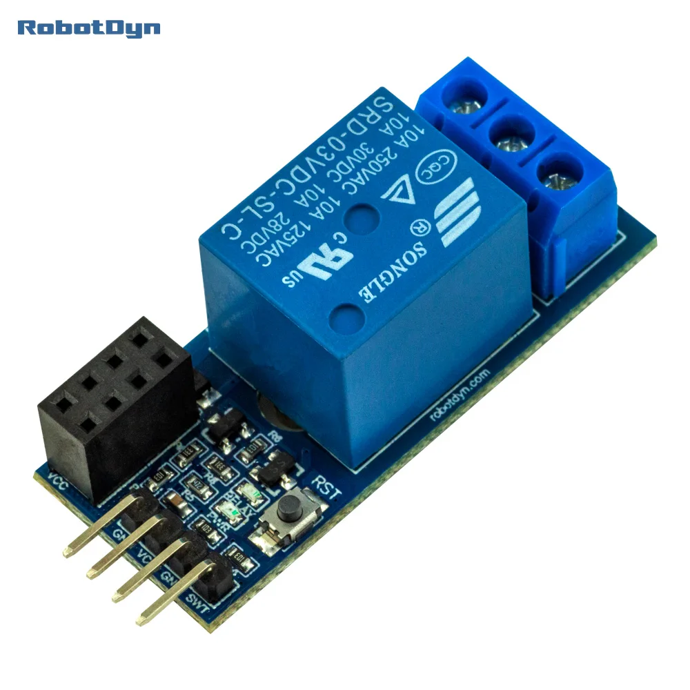 Módulo de relé de contacto WiFi IoT ESP01 ESP8266 para alimentación de conmutación de CA y CC 10A. Para proyectos de hogar inteligente y bricolaje