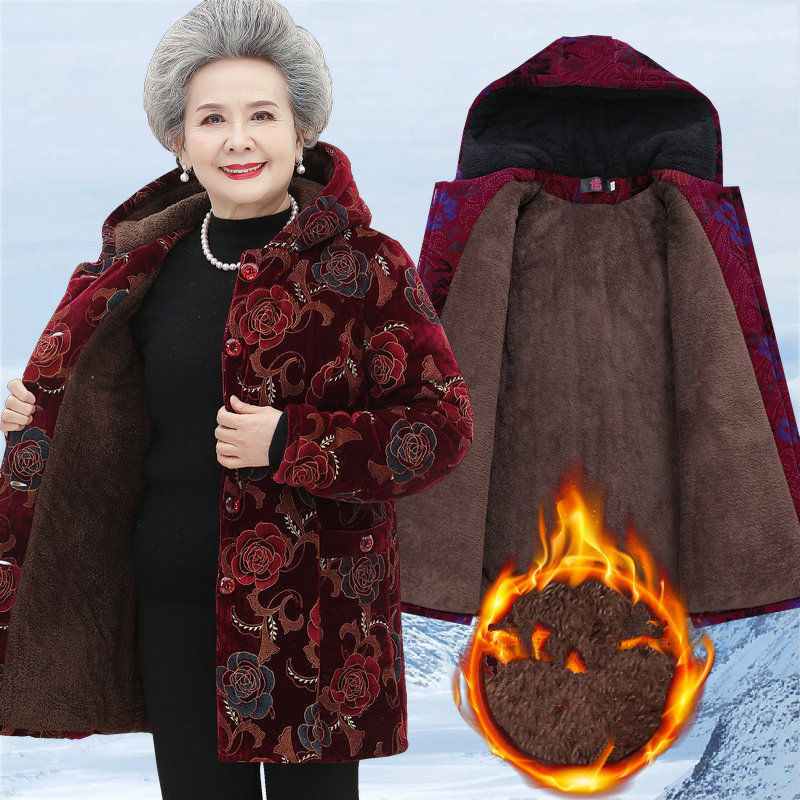 Oma tragen Baumwolle gefütterte Mantel mittleren Alters ältere Mutter Winterkleidung Frauen Parkas plus samt dicke Steppjacke XL-5XL