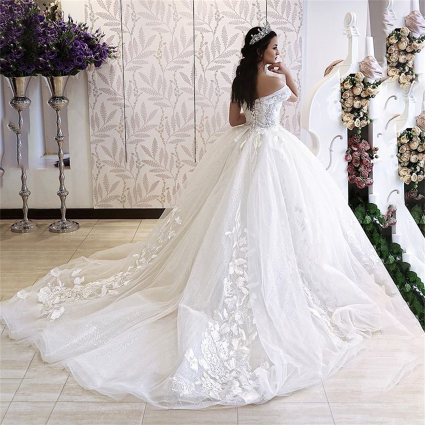 ที่กําหนดเอง Elegant Ball Gown ชุดเจ้าสาว Robe de mariee Lace Up กับ Appliqued เจ้าหญิงงานแต่งงานชุด Vestido De Noiva